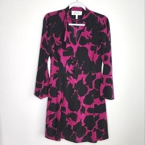 Derek Lam 10 Crosby 100% Silk Printed Dress Purple Black 6